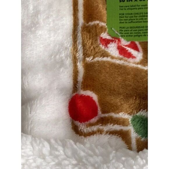 PEANUTS Snoopy Sherpa Backed Throw Blanket Gingerbread House Christmas 50X60” - Picture 6 of 15